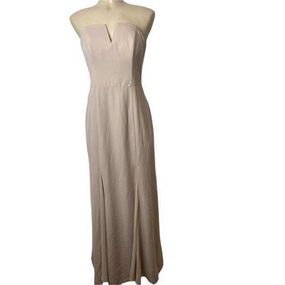 VERA WANG 'White' Bridesmaid Prom V-Wire Crepe Mermaid Dress Light Mauve Size 4 - Picture 2 of 14